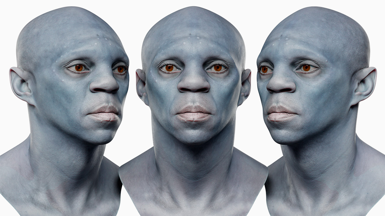 Blue skinned female elf character download Blender